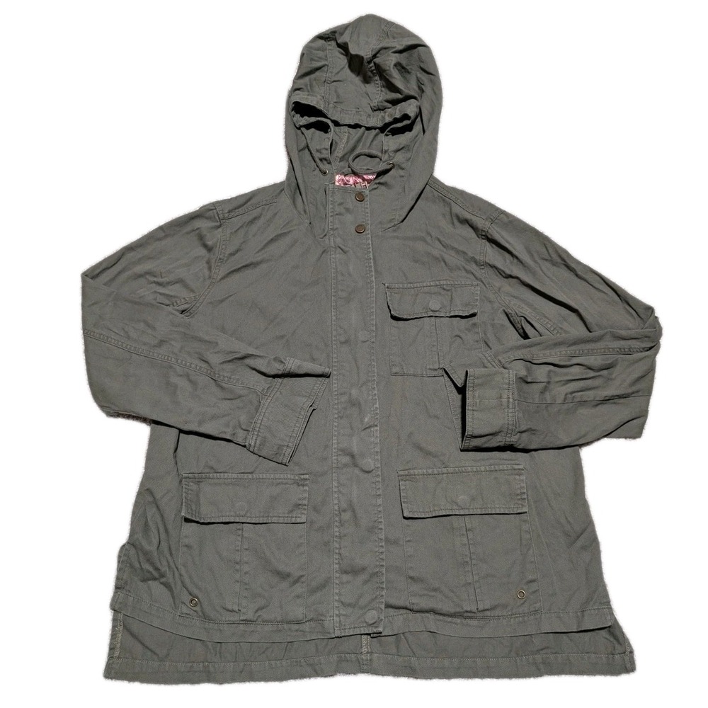 MADDEN NYC‎ Women's Size XL Asssymetrical Hooded Cotton Jacket Olive Green